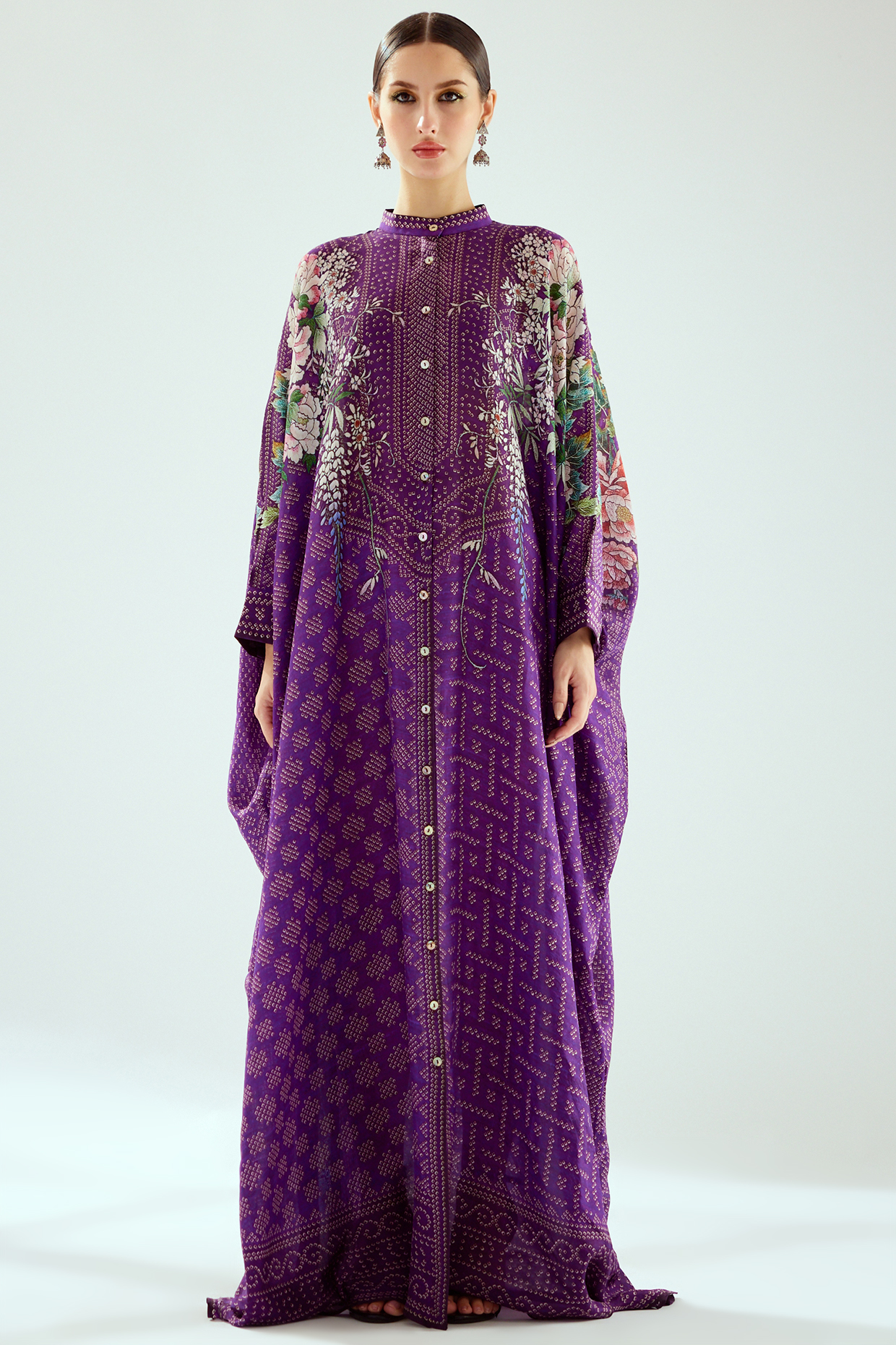 Purple Silk Printed Kaftan by Rajdeep Ranawat at Pernia's Pop Up Shop