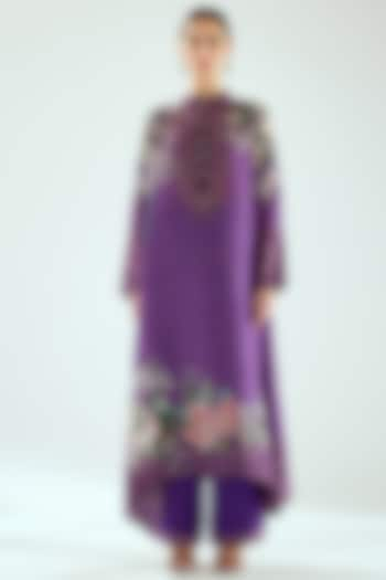 Purple Silk Printed Tunic by Rajdeep Ranawat at Pernia's Pop Up Shop