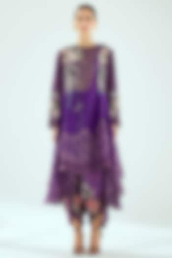 Purple Silk Printed Shirt Dress by Rajdeep Ranawat at Pernia's Pop Up Shop