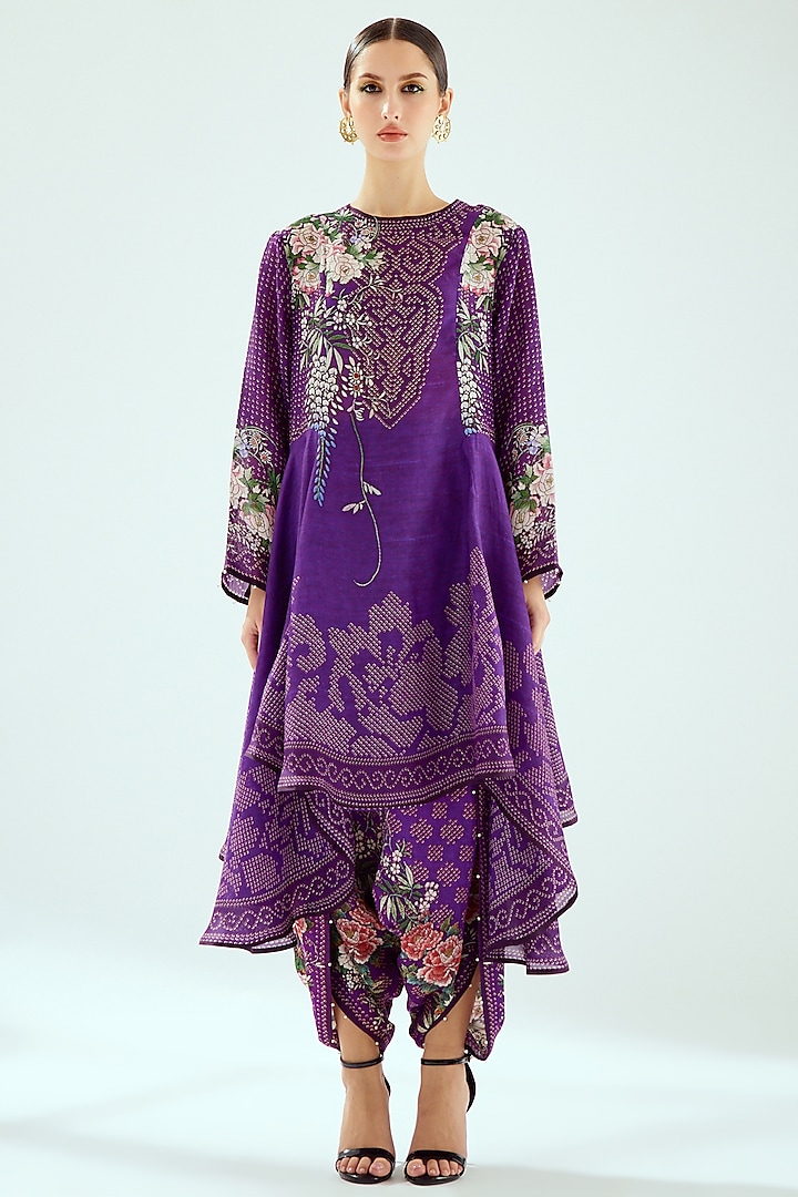 Purple Silk Printed Shirt Dress by Rajdeep Ranawat at Pernia's Pop Up Shop