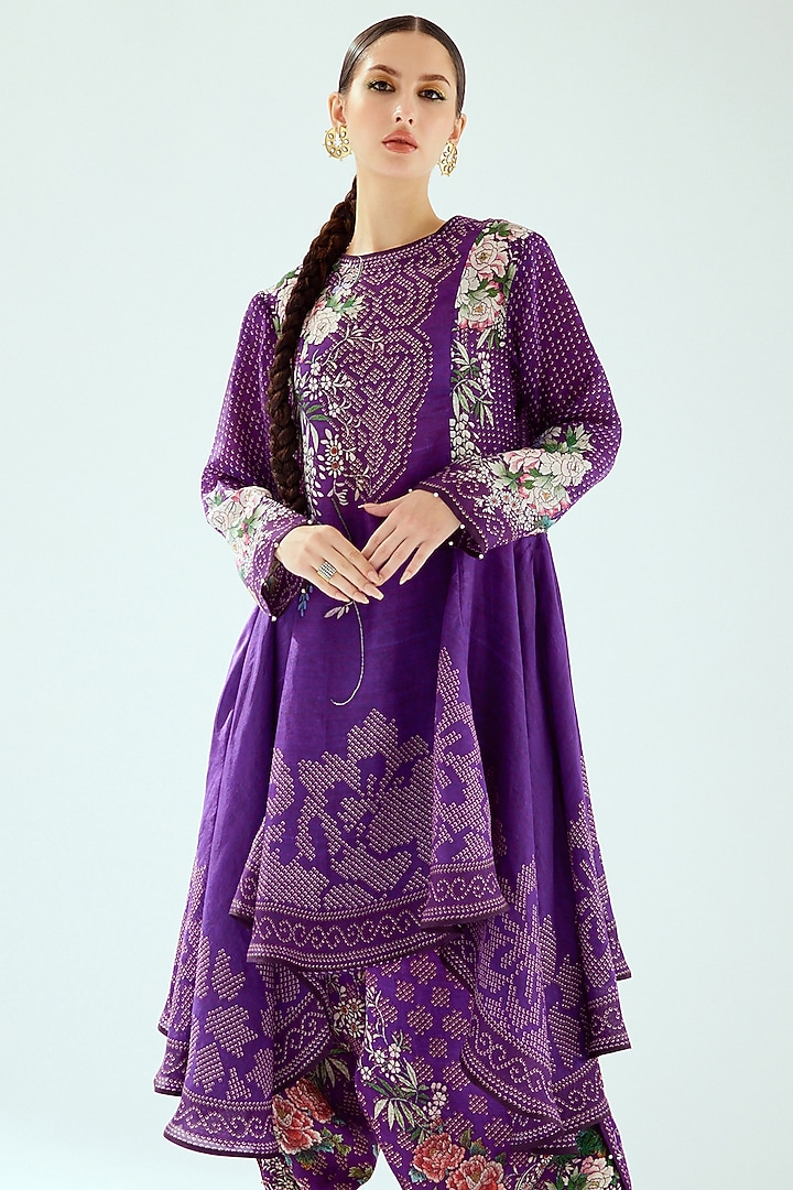 Purple Silk Printed Shirt Dress by Rajdeep Ranawat at Pernia's Pop Up Shop