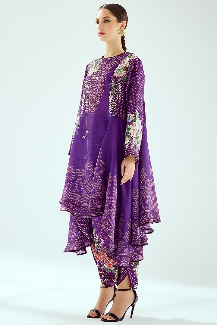 Purple Silk Printed Shirt Dress by Rajdeep Ranawat at Pernia's Pop Up Shop