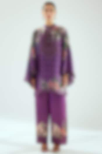 Purple Silk Printed Tunic by Rajdeep Ranawat at Pernia's Pop Up Shop