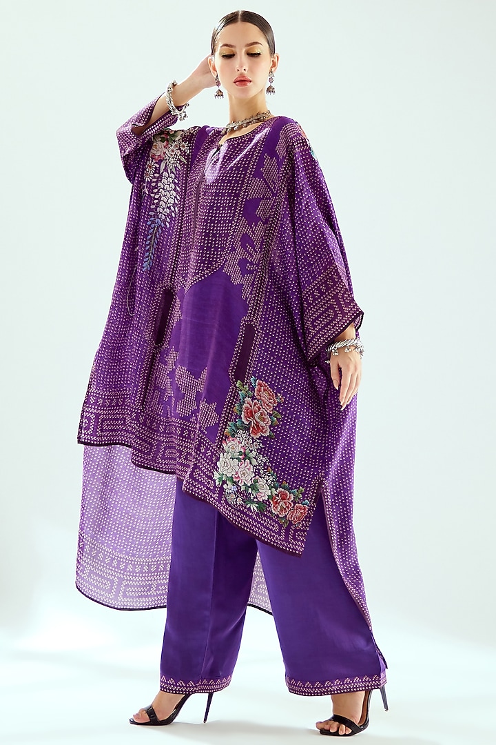 Purple Satin Palazzo Pants by Rajdeep Ranawat at Pernia's Pop Up Shop