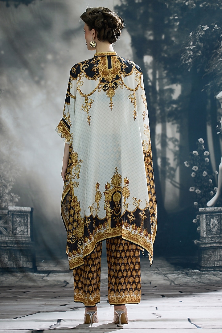 Black & Gold Silk Printed Tunic Set by Rajdeep Ranawat at Pernia's Pop Up Shop