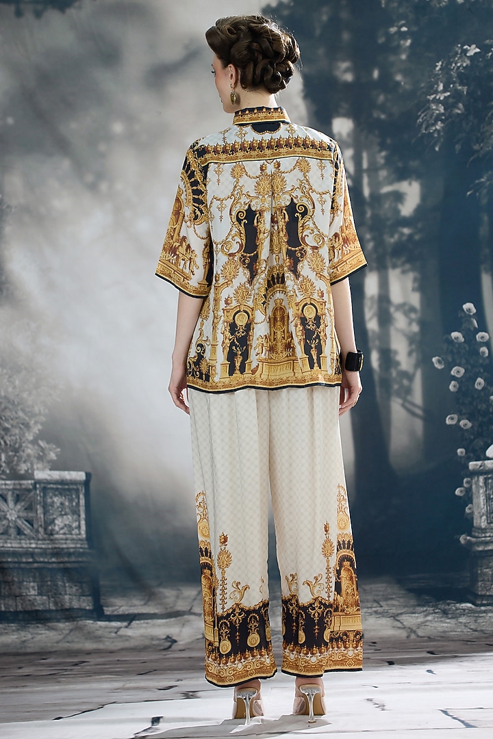 Black & Gold Silk Printed Tunic Set by Rajdeep Ranawat at Pernia's Pop Up Shop