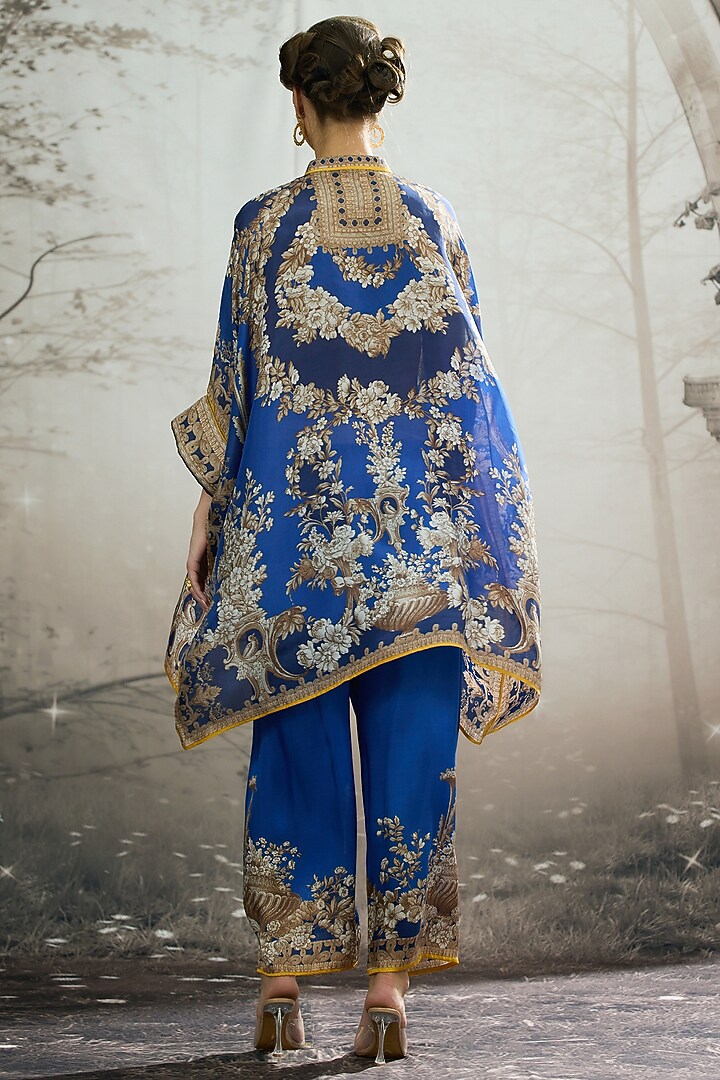Blue Silk Printed Tunic Set by Rajdeep Ranawat at Pernia's Pop Up Shop