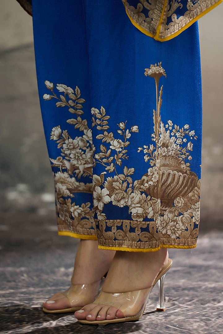 Blue Silk Printed Tunic Set by Rajdeep Ranawat at Pernia's Pop Up Shop