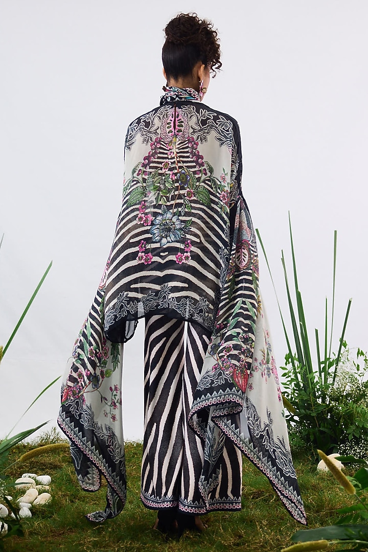 Black & White Chiffon Printed Tunic by Rajdeep Ranawat at Pernia's Pop Up Shop
