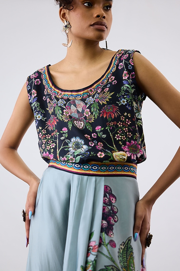 Black Modal Satin Printed Camisole by Rajdeep Ranawat at Pernia's Pop Up Shop