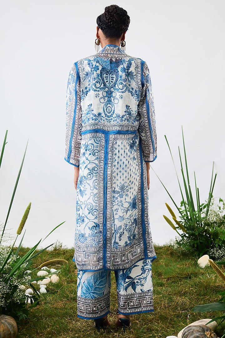 Blue & White Cotton Linen Pants by Rajdeep Ranawat at Pernia's Pop Up Shop