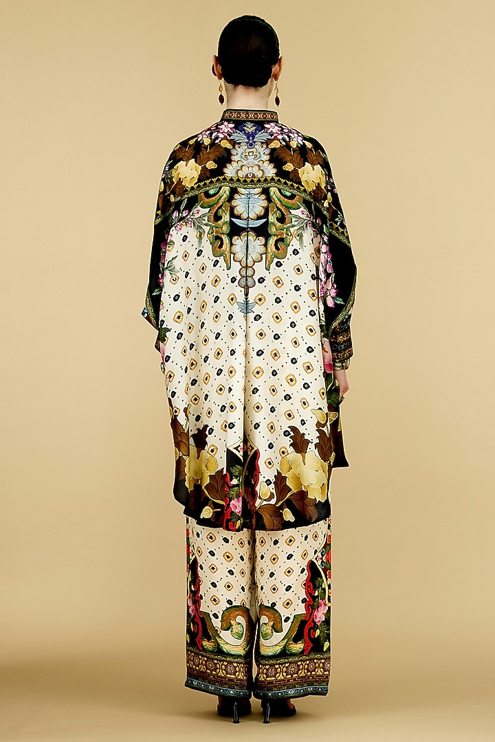 Eggshell-Colored Silk Printed Tunic by Rajdeep Ranawat at Pernia's Pop Up Shop