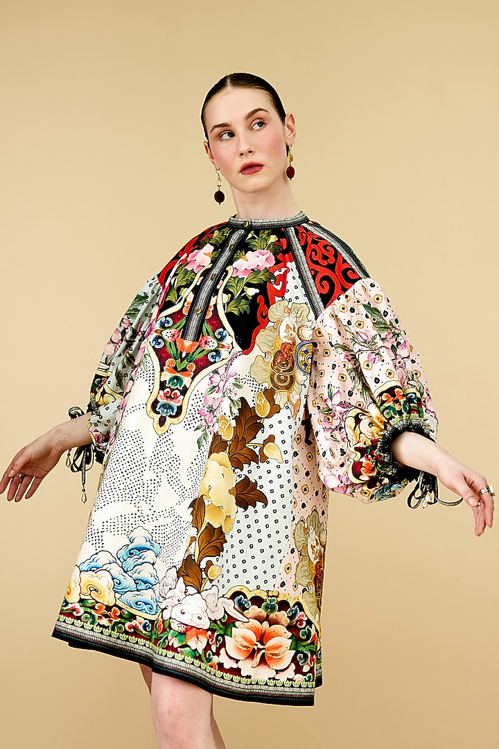 Multi-Colored Cotton Poplin Printed Kaftan Vacation Dress by Rajdeep Ranawat at Pernia's Pop Up Shop