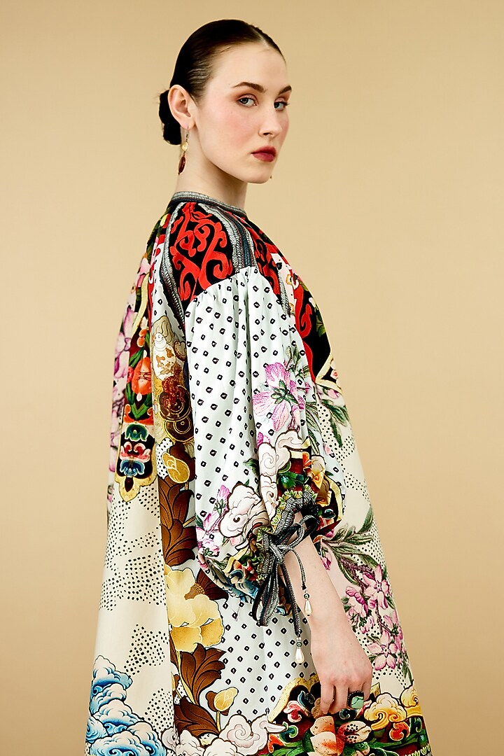 Multi-Colored Cotton Poplin Printed Kaftan Vacation Dress by Rajdeep Ranawat at Pernia's Pop Up Shop