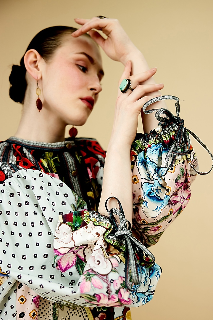 Multi-Colored Cotton Poplin Printed Kaftan Vacation Dress by Rajdeep Ranawat at Pernia's Pop Up Shop