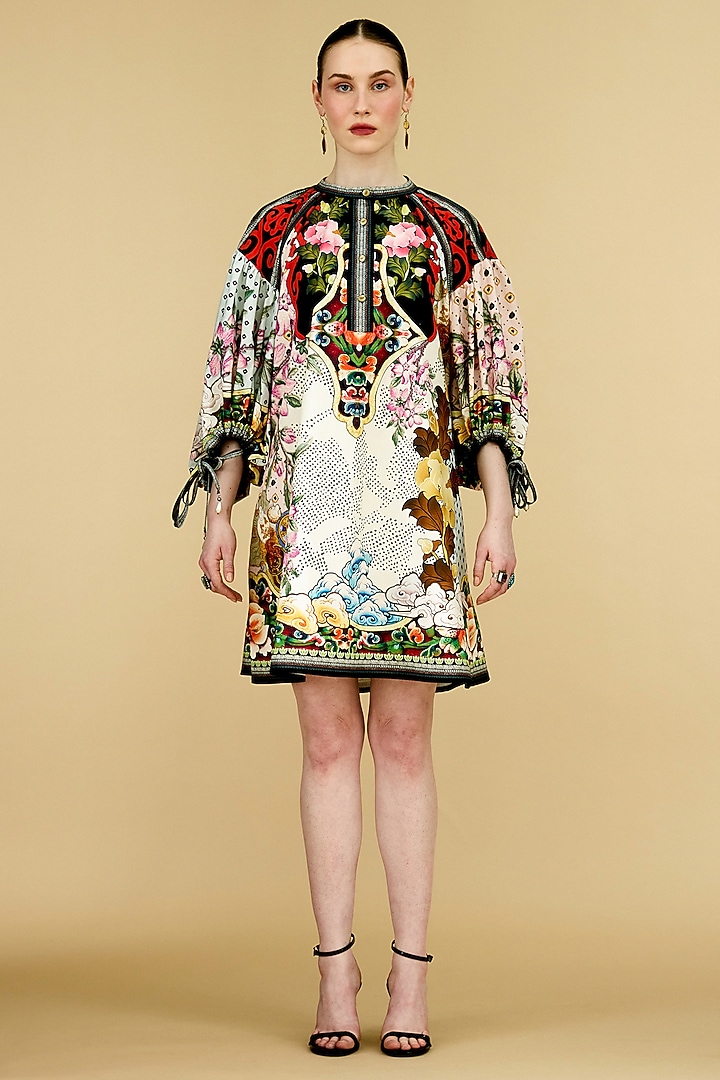 Multi-Colored Cotton Poplin Printed Kaftan Vacation Dress by Rajdeep Ranawat at Pernia's Pop Up Shop
