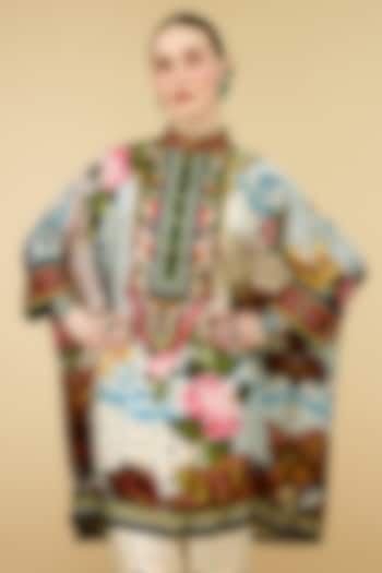 Beige Silk Printed Tunic by Rajdeep Ranawat at Pernia's Pop Up Shop