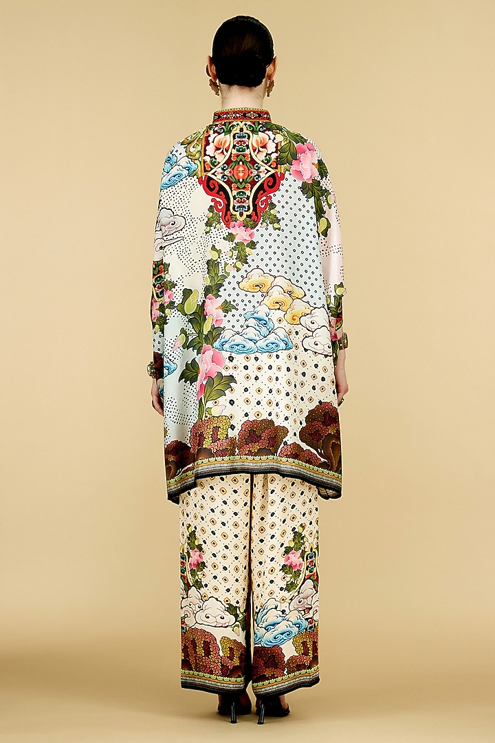 Beige Silk Printed Tunic by Rajdeep Ranawat at Pernia's Pop Up Shop