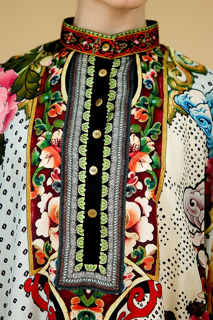 Beige Silk Printed Tunic by Rajdeep Ranawat at Pernia's Pop Up Shop