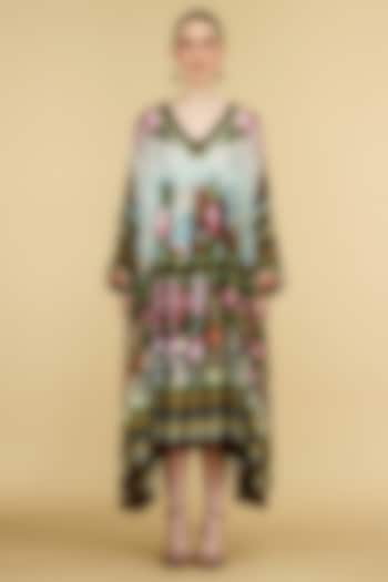 Multi-Colored Silk Printed Kaftan Cocktail Dress by Rajdeep Ranawat at Pernia's Pop Up Shop