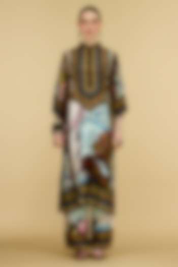 Multi-Colored Silk Printed Paneled Tunic by Rajdeep Ranawat at Pernia's Pop Up Shop