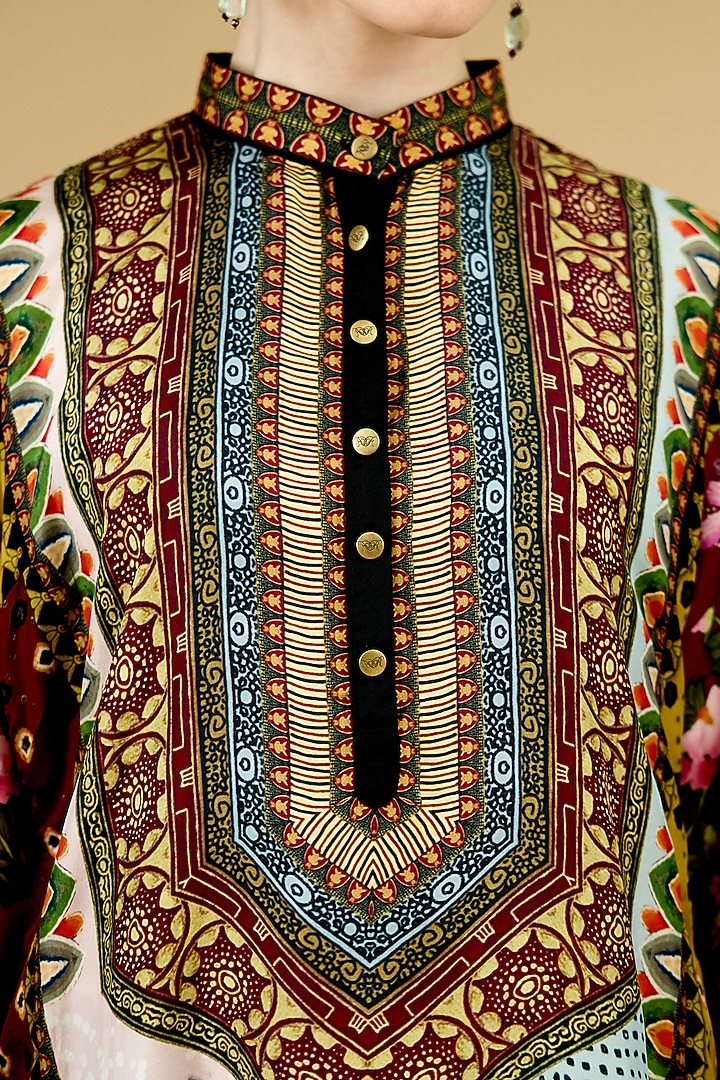 Multi-Colored Silk Printed Paneled Tunic by Rajdeep Ranawat at Pernia's Pop Up Shop