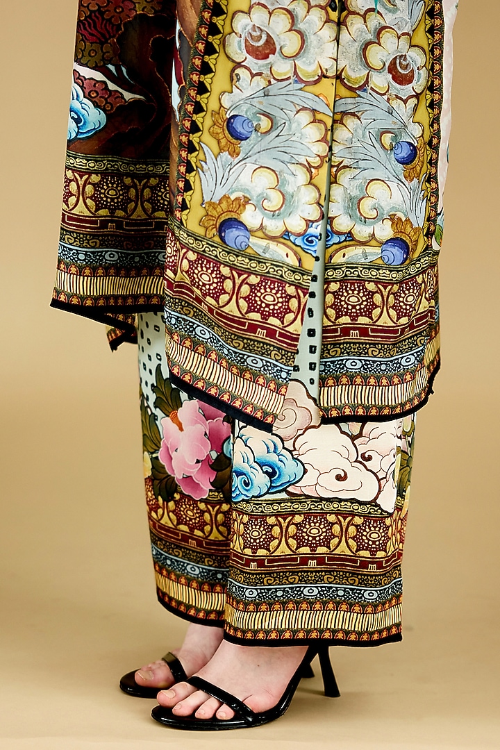 Multi-Colored Modal Satin Printed Pants by Rajdeep Ranawat at Pernia's Pop Up Shop
