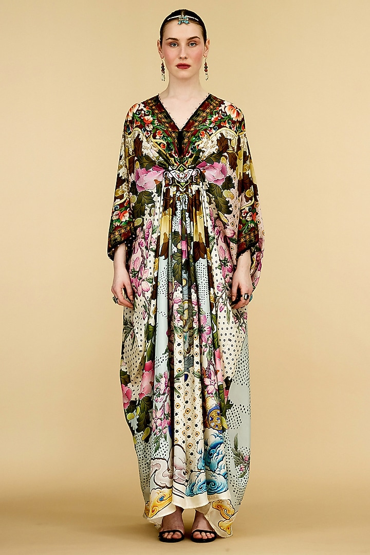 Multi-Colored Silk Printed Kaftan by Rajdeep Ranawat at Pernia's Pop Up Shop