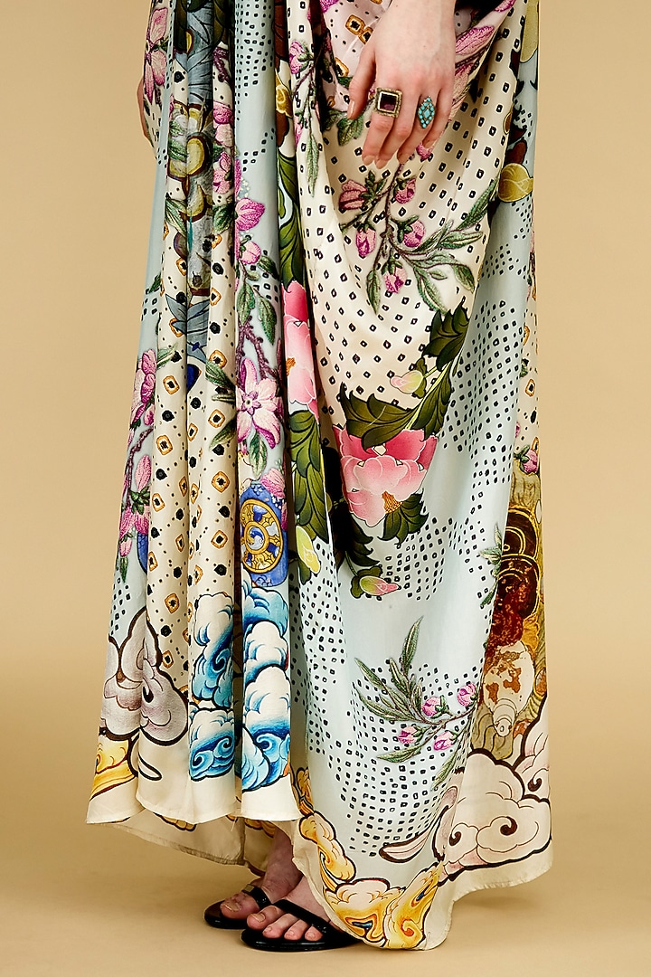 Multi-Colored Silk Printed Kaftan by Rajdeep Ranawat at Pernia's Pop Up Shop
