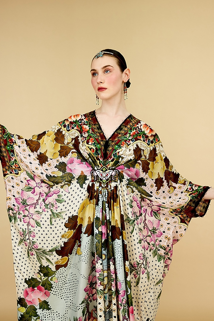 Multi-Colored Silk Printed Kaftan by Rajdeep Ranawat at Pernia's Pop Up Shop