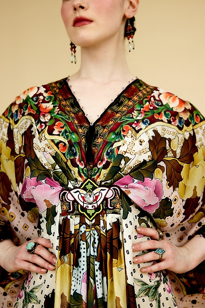 Multi-Colored Silk Printed Kaftan by Rajdeep Ranawat at Pernia's Pop Up Shop