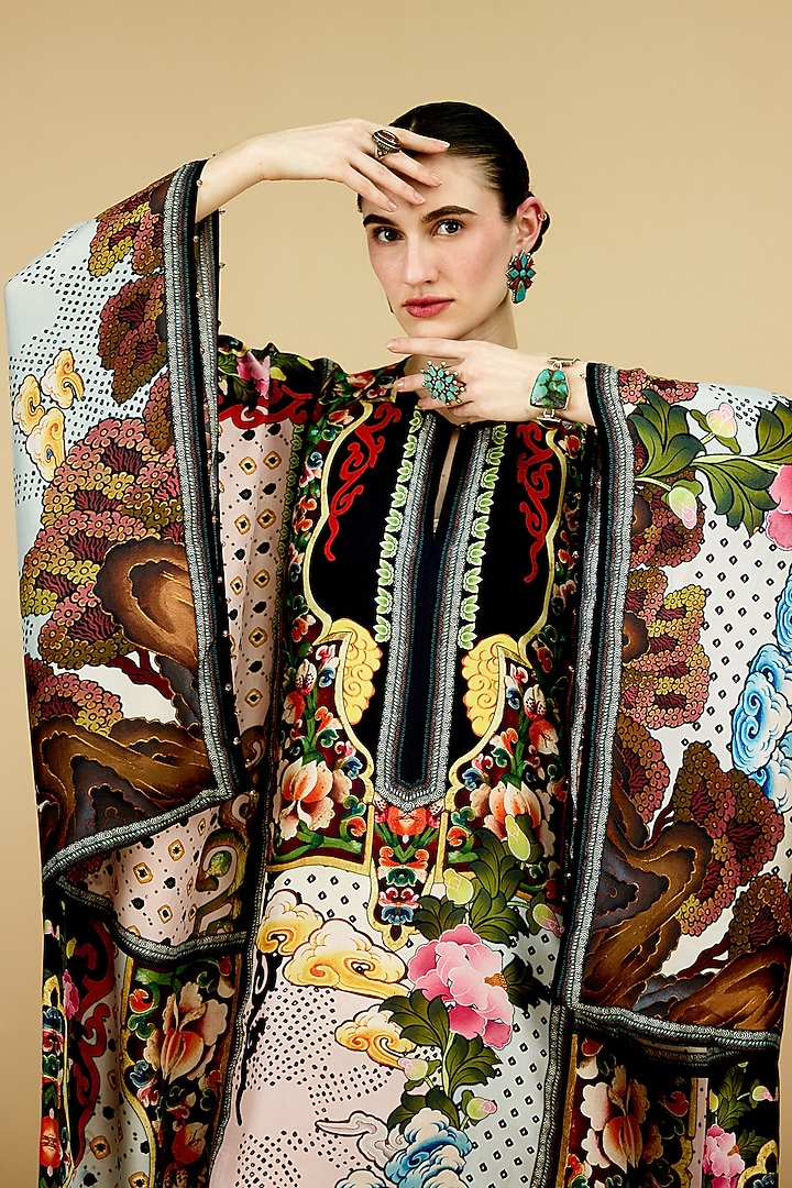 Multi-Colored Silk Printed Kaftan by Rajdeep Ranawat at Pernia's Pop Up Shop
