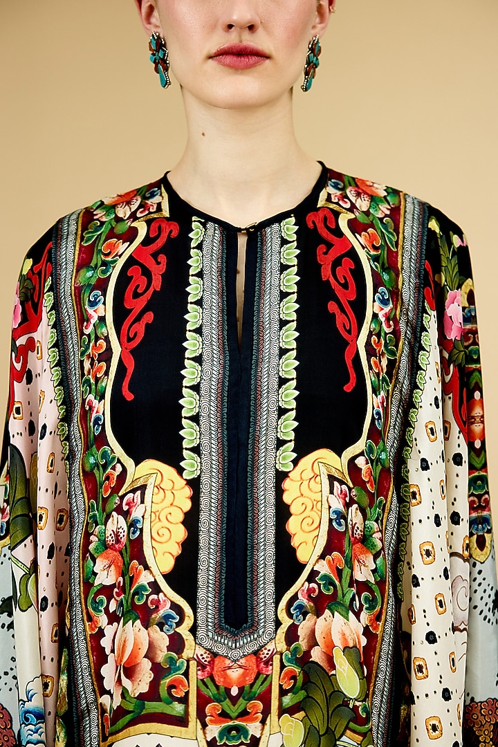 Multi-Colored Silk Printed Kaftan by Rajdeep Ranawat at Pernia's Pop Up Shop