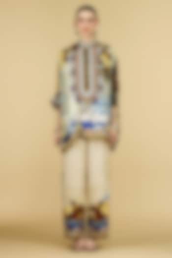 Beige Silk Printed Tunic by Rajdeep Ranawat at Pernia's Pop Up Shop