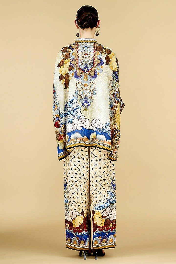 Beige Silk Printed Tunic by Rajdeep Ranawat at Pernia's Pop Up Shop