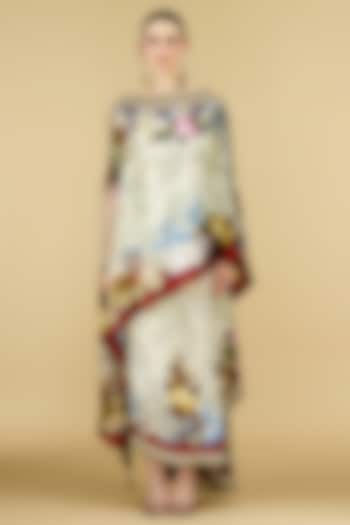 Eggshell-Colored Silk Printed Skirt Set by Rajdeep Ranawat at Pernia's Pop Up Shop