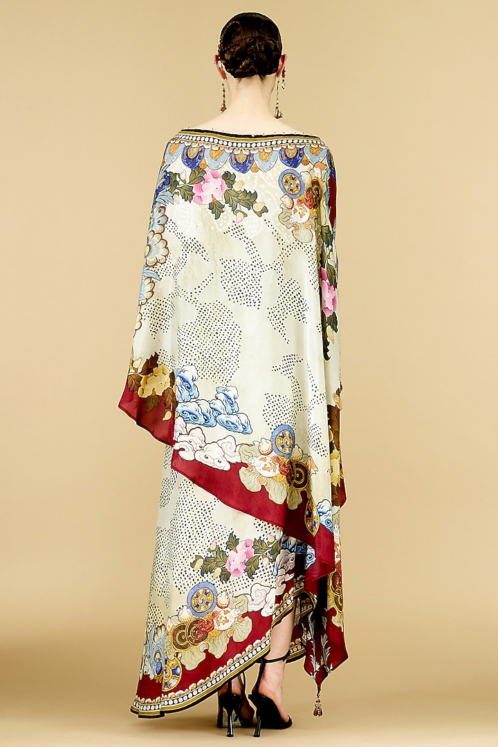 Eggshell-Colored Silk Printed Skirt Set by Rajdeep Ranawat at Pernia's Pop Up Shop