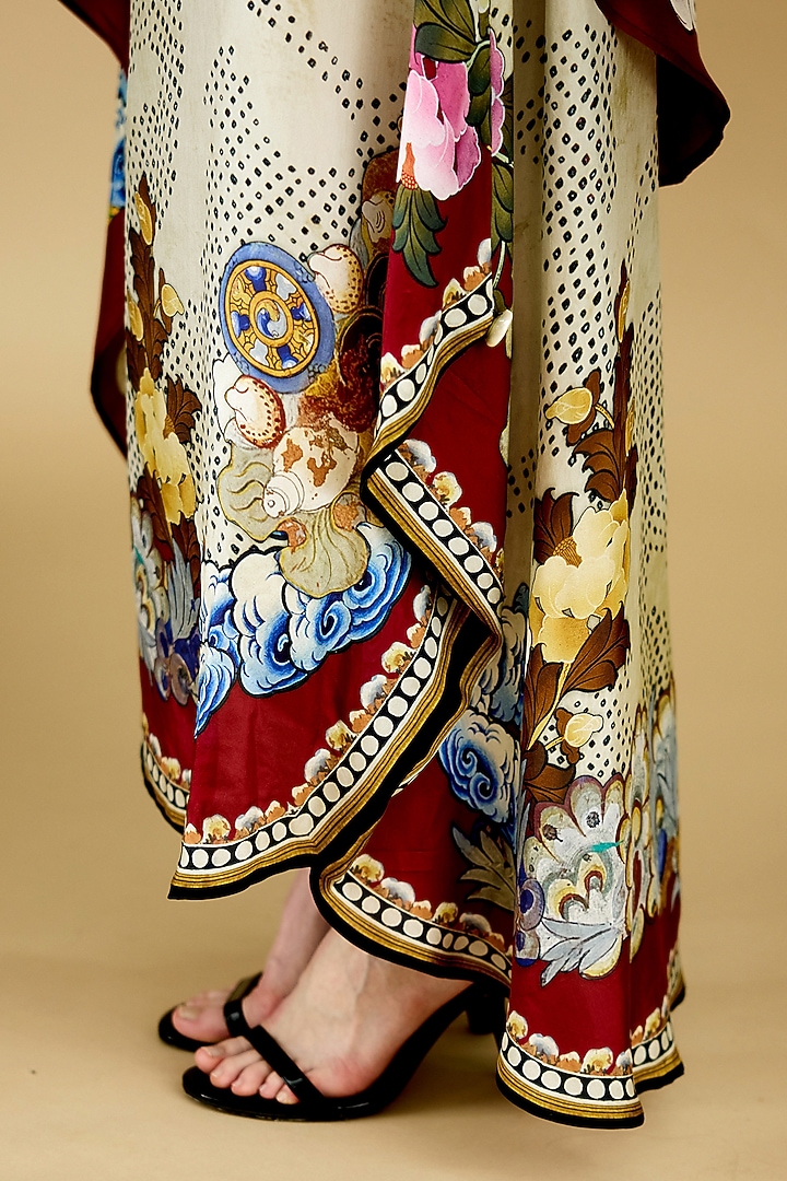 Eggshell-Colored Silk Printed Skirt Set by Rajdeep Ranawat at Pernia's Pop Up Shop