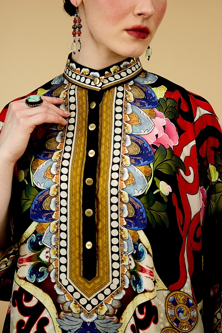 Beige Silk Printed Tunic by Rajdeep Ranawat at Pernia's Pop Up Shop