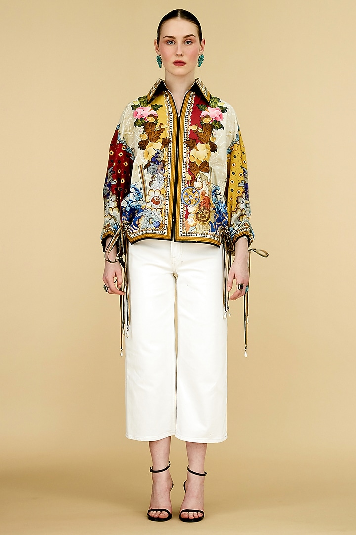 Multi-Colored Cotton Poplin Printed Jacket by Rajdeep Ranawat at Pernia's Pop Up Shop