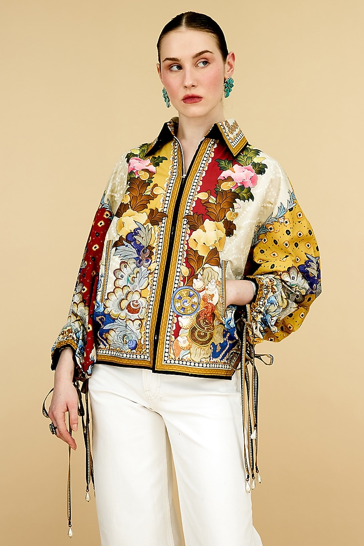Multi-Colored Cotton Poplin Printed Jacket by Rajdeep Ranawat at Pernia's Pop Up Shop