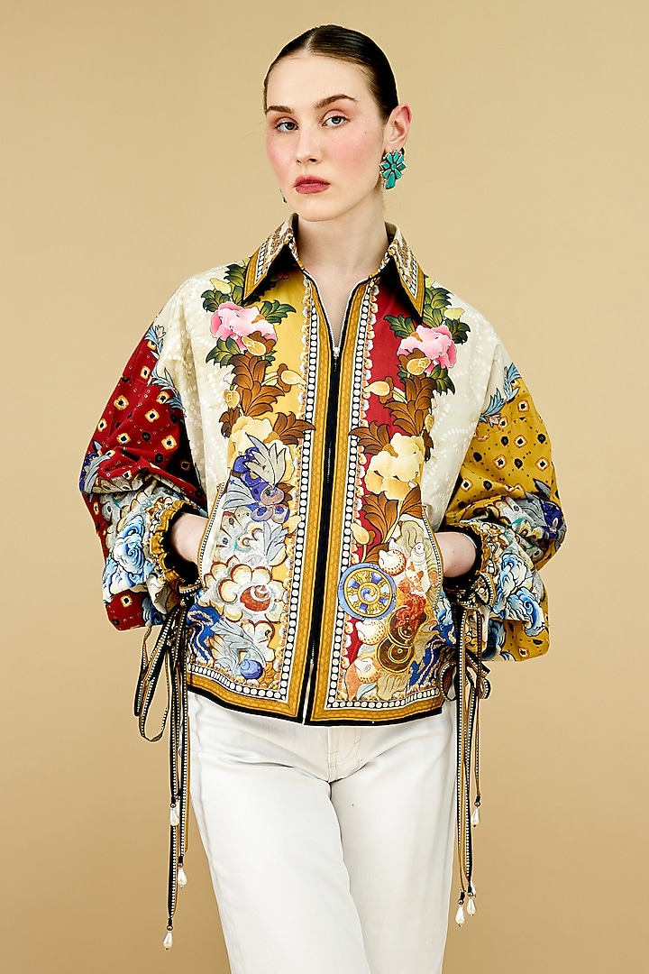 Multi-Colored Cotton Poplin Printed Jacket by Rajdeep Ranawat at Pernia's Pop Up Shop