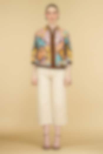 Multi-Colored Cotton Poplin Printed Bomber Jacket by Rajdeep Ranawat at Pernia's Pop Up Shop