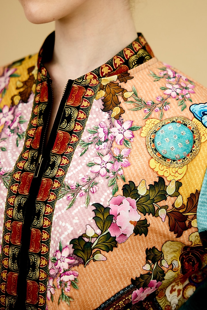 Multi-Colored Cotton Poplin Printed Bomber Jacket by Rajdeep Ranawat at Pernia's Pop Up Shop