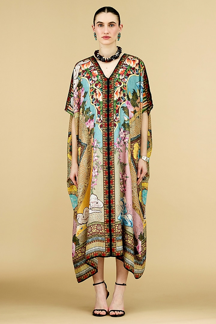 Multi-Colored Silk Printed Kaftan by Rajdeep Ranawat at Pernia's Pop Up Shop