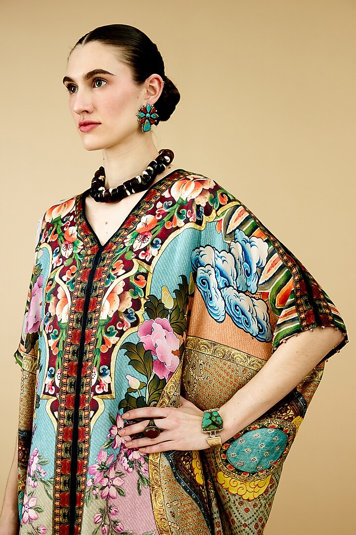 Multi-Colored Silk Printed Kaftan by Rajdeep Ranawat at Pernia's Pop Up Shop