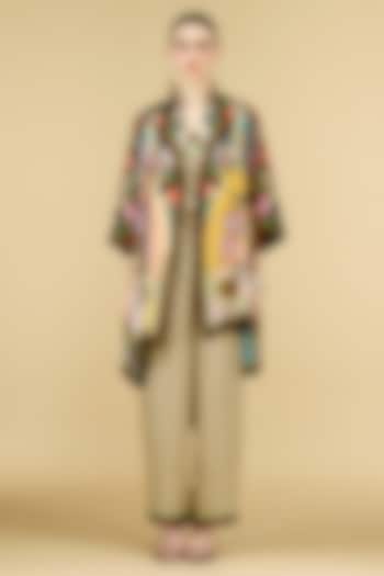 Multicolored Silk Printed Reversible Jacket by Rajdeep Ranawat at Pernia's Pop Up Shop