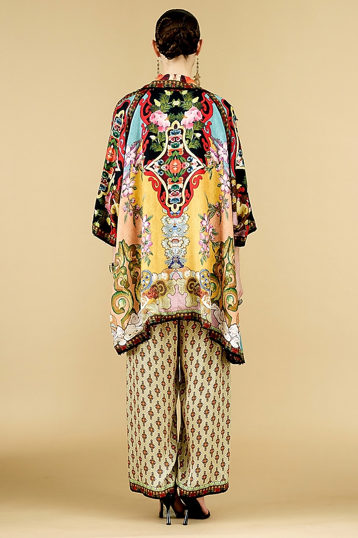 Multicolored Silk Printed Reversible Jacket by Rajdeep Ranawat at Pernia's Pop Up Shop