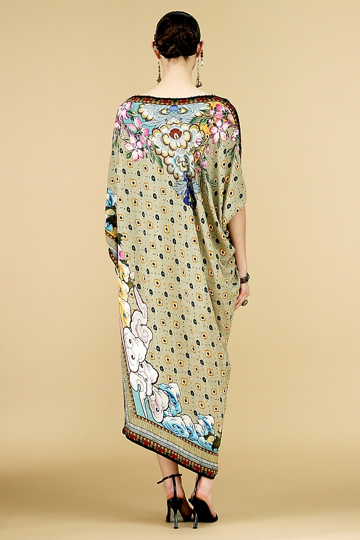 Taupe Crepe Printed Tunic by Rajdeep Ranawat at Pernia's Pop Up Shop
