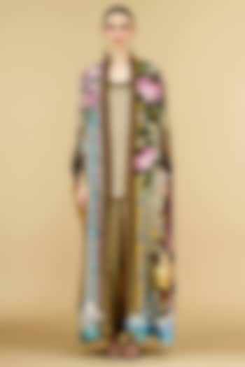 Multi-Colored Silk Printed Kimono Jacket by Rajdeep Ranawat at Pernia's Pop Up Shop